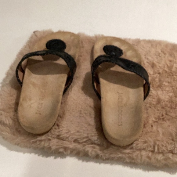 Catalina Slide Sandal Black Black and Tan Sandals